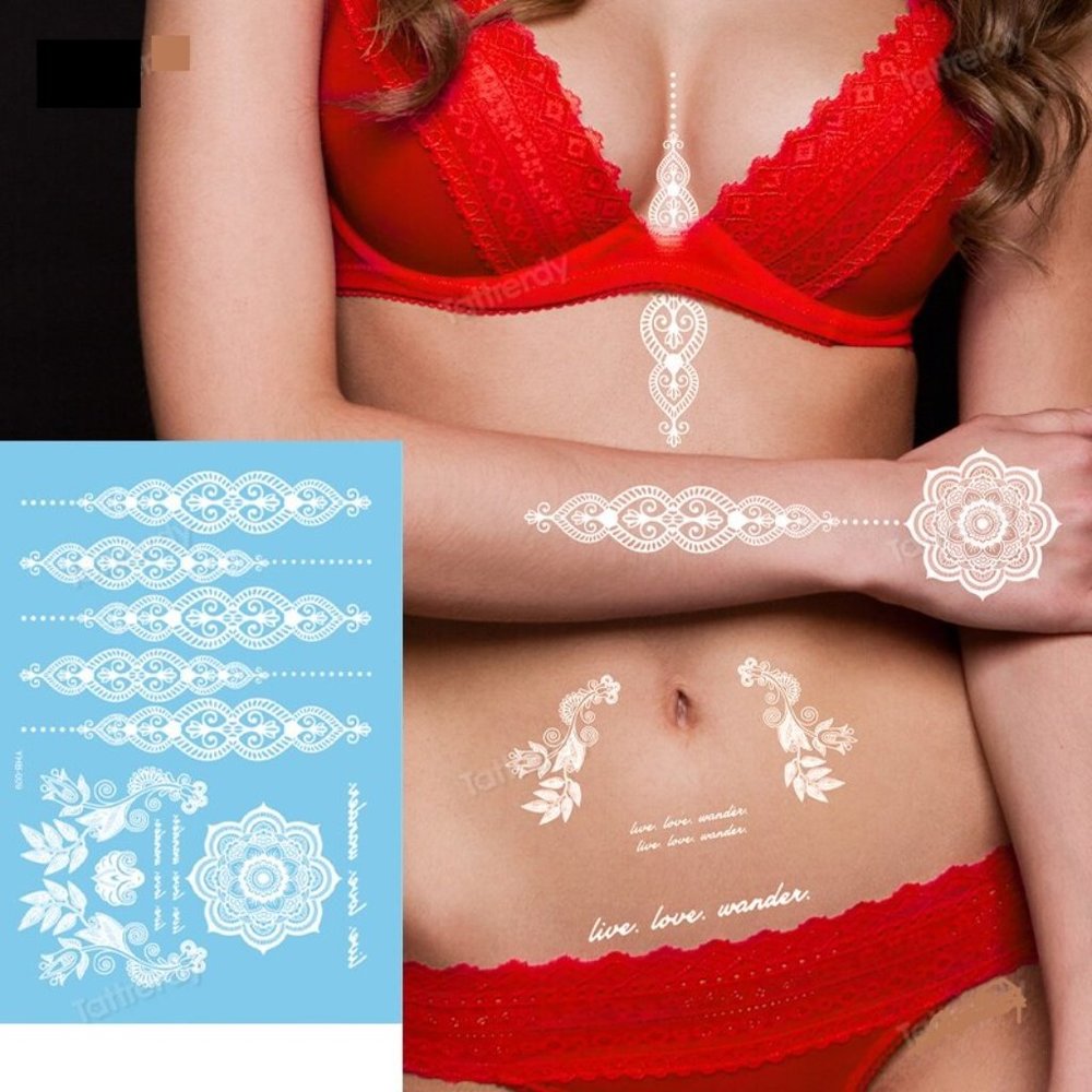 3 sheets Golden White Temporary Tattoo - Picture 14 of 15